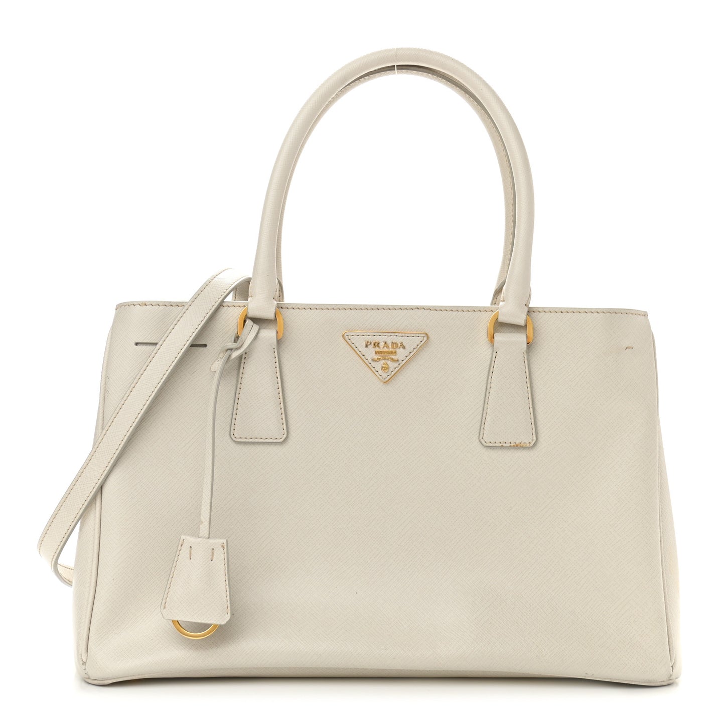 Saffiano Medium Galleria Double Zip Tote Bianco