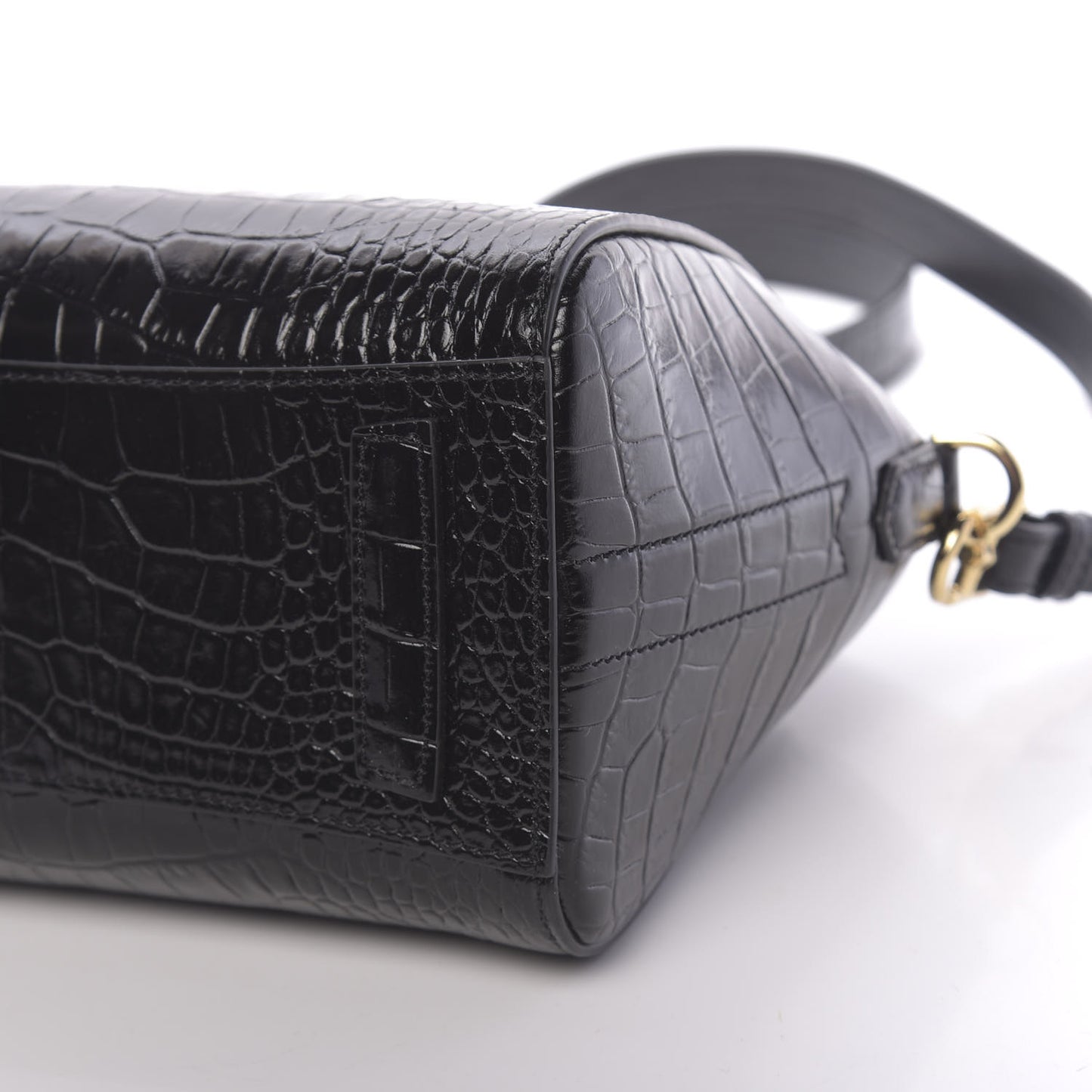 Calfskin Crocodile Embossed Mini Antigona Black