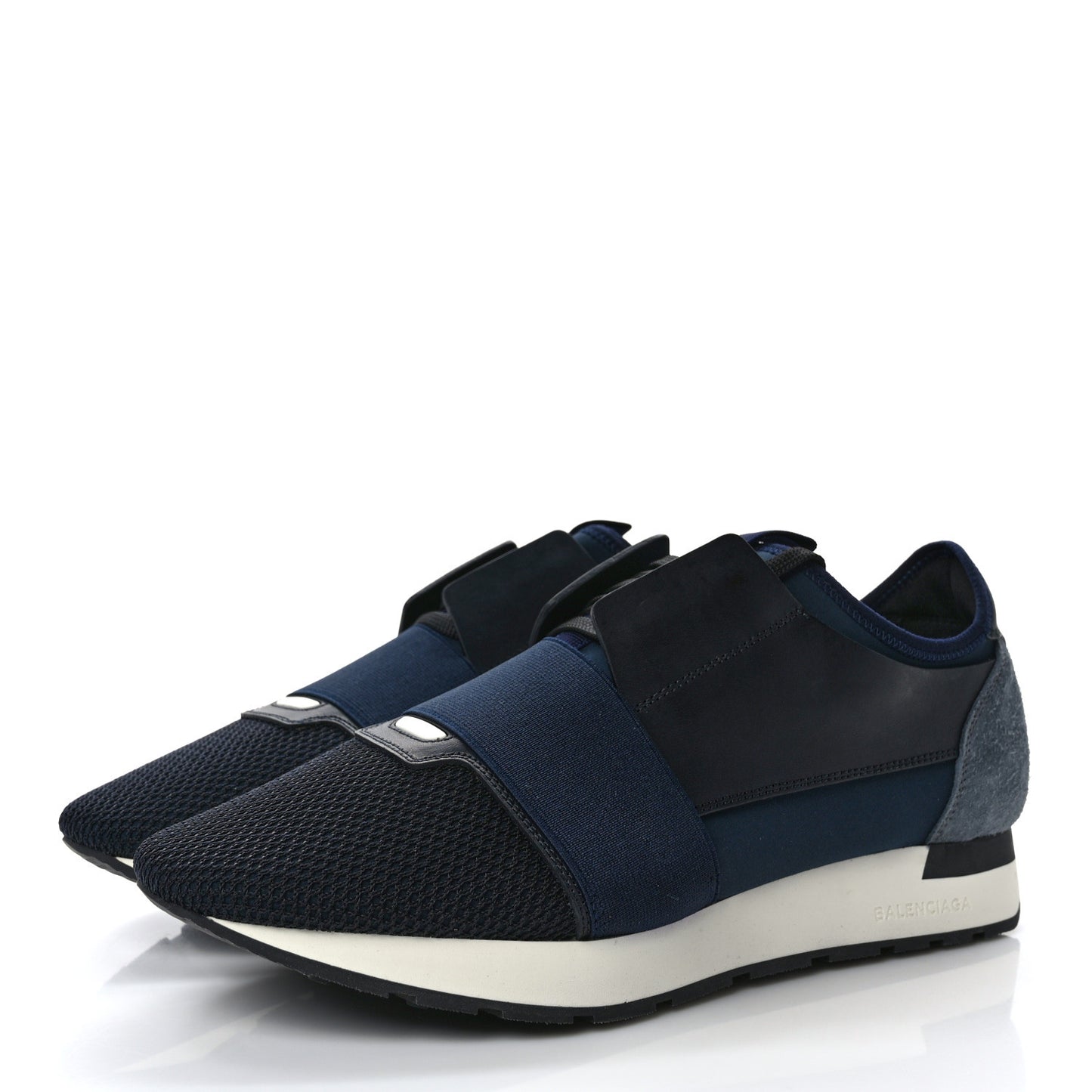 Mesh Calfskin Neoprene Suede Mens Race Runner Sneakers 42 Bleu Nuit
