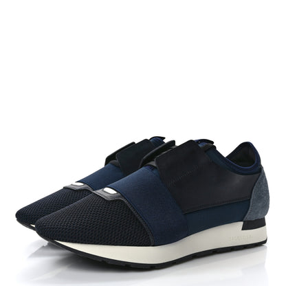 Balenciaga Mesh Calfskin Neoprene Suede Mens Race Runner Sneakers 42 Bleu Nuit 3 of 9