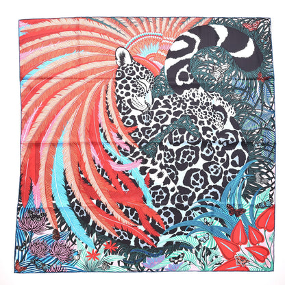 Hermes Silk Jaguar Quetzal Scarf 90 Quetsche Rose Bleu Vert 1 of 6