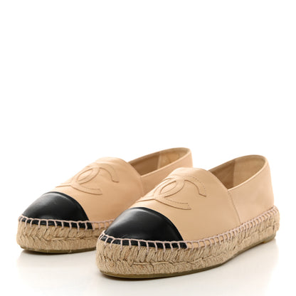 Chanel Lambskin CC Espadrilles 37 Beige Black 3 of 9