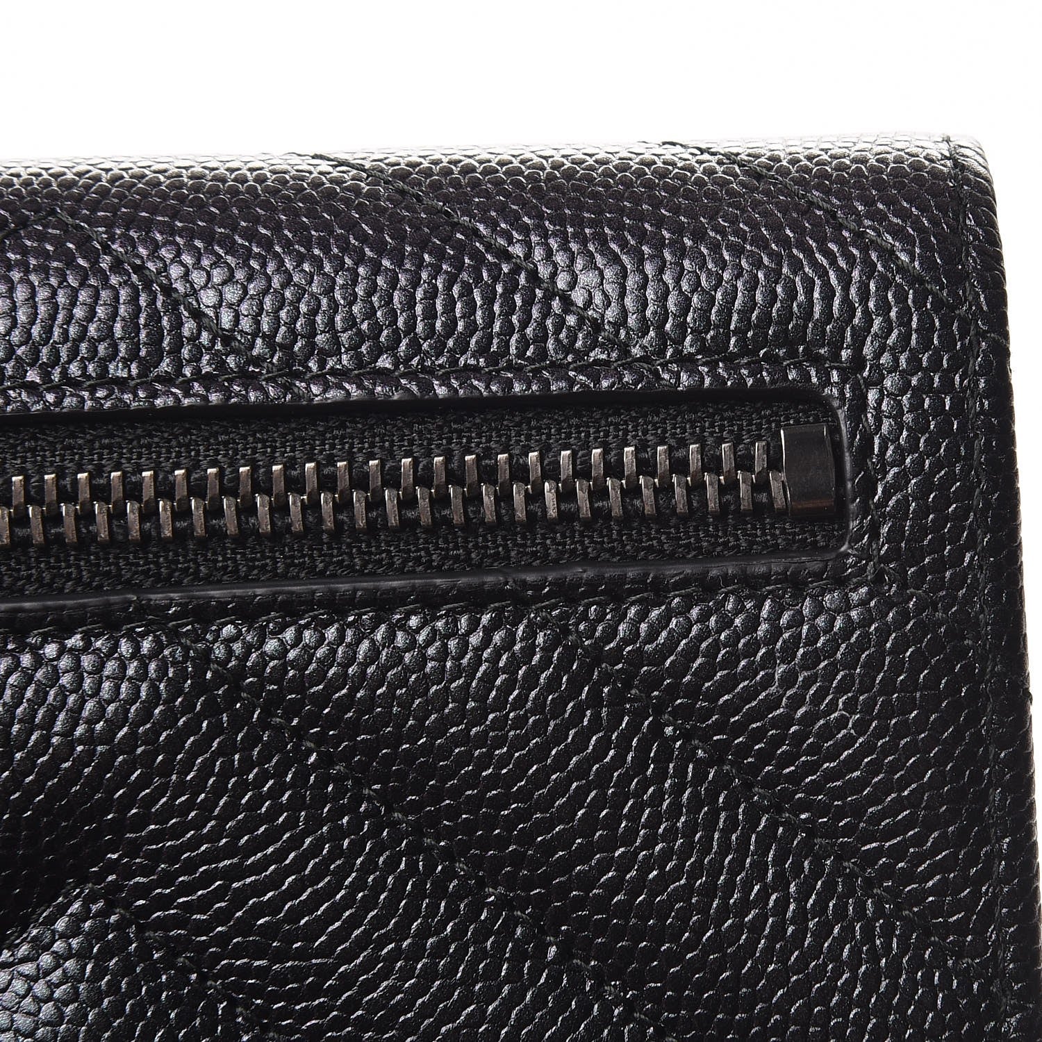 Chanel Iridescent Caviar Chevron Quilted Compact Flap Wallet Black 9 of 10