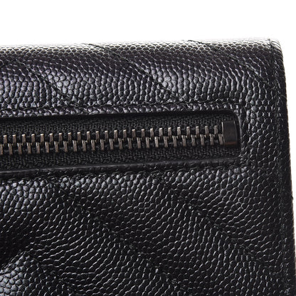 Chanel Iridescent Caviar Chevron Quilted Compact Flap Wallet Black 9 of 10