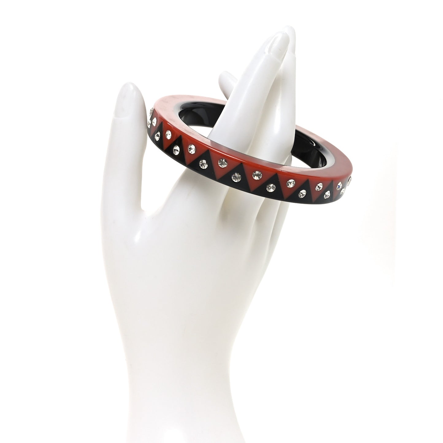 Crystal Resin Zigzag Bangle Bracelet M Black Caramel
