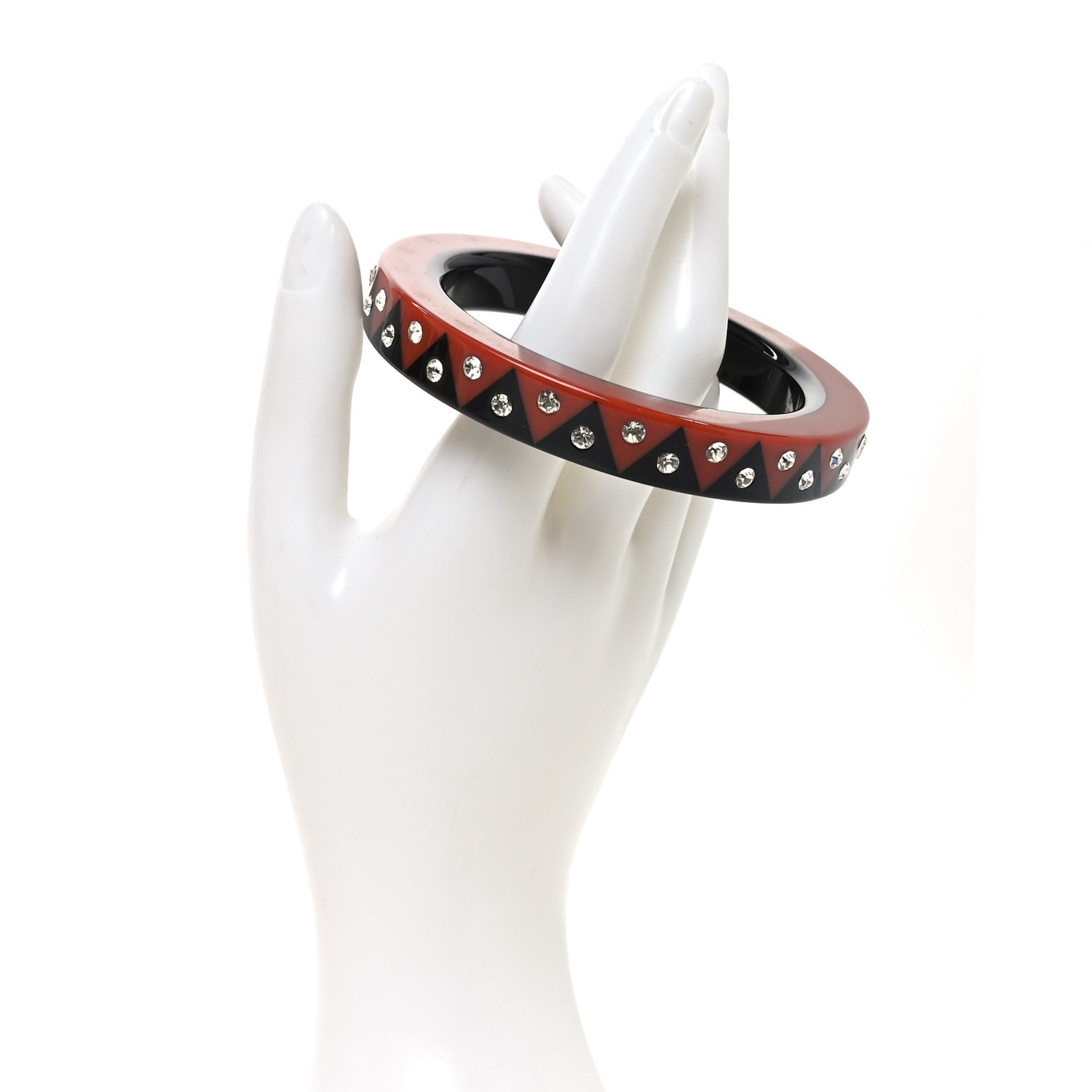 Louis Vuitton Crystal Resin Zigzag Bangle Bracelet M Black Caramel 2 of 4