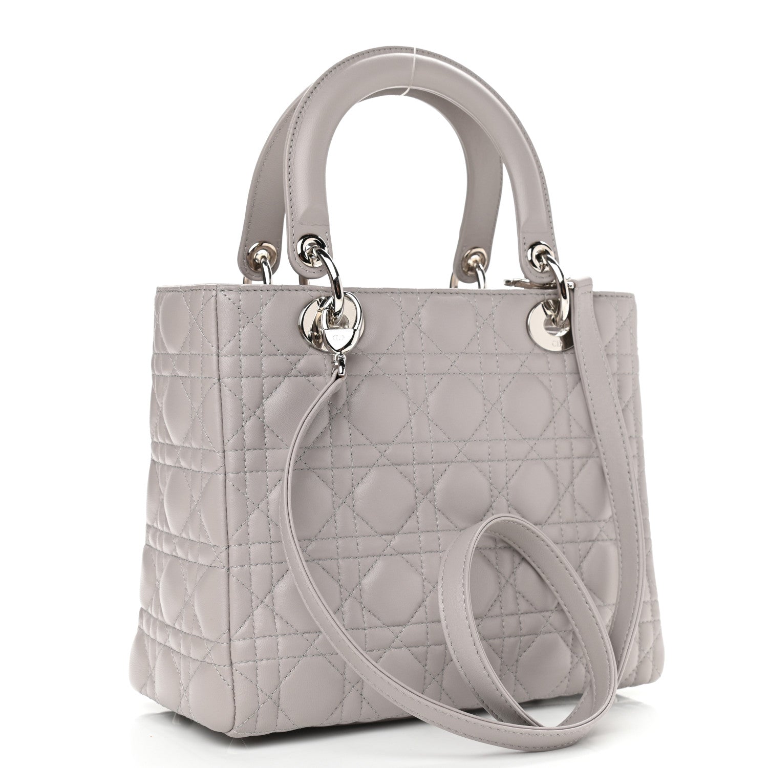 Christian Dior Lambskin Cannage Medium Lady Dior Grey 3 of 10