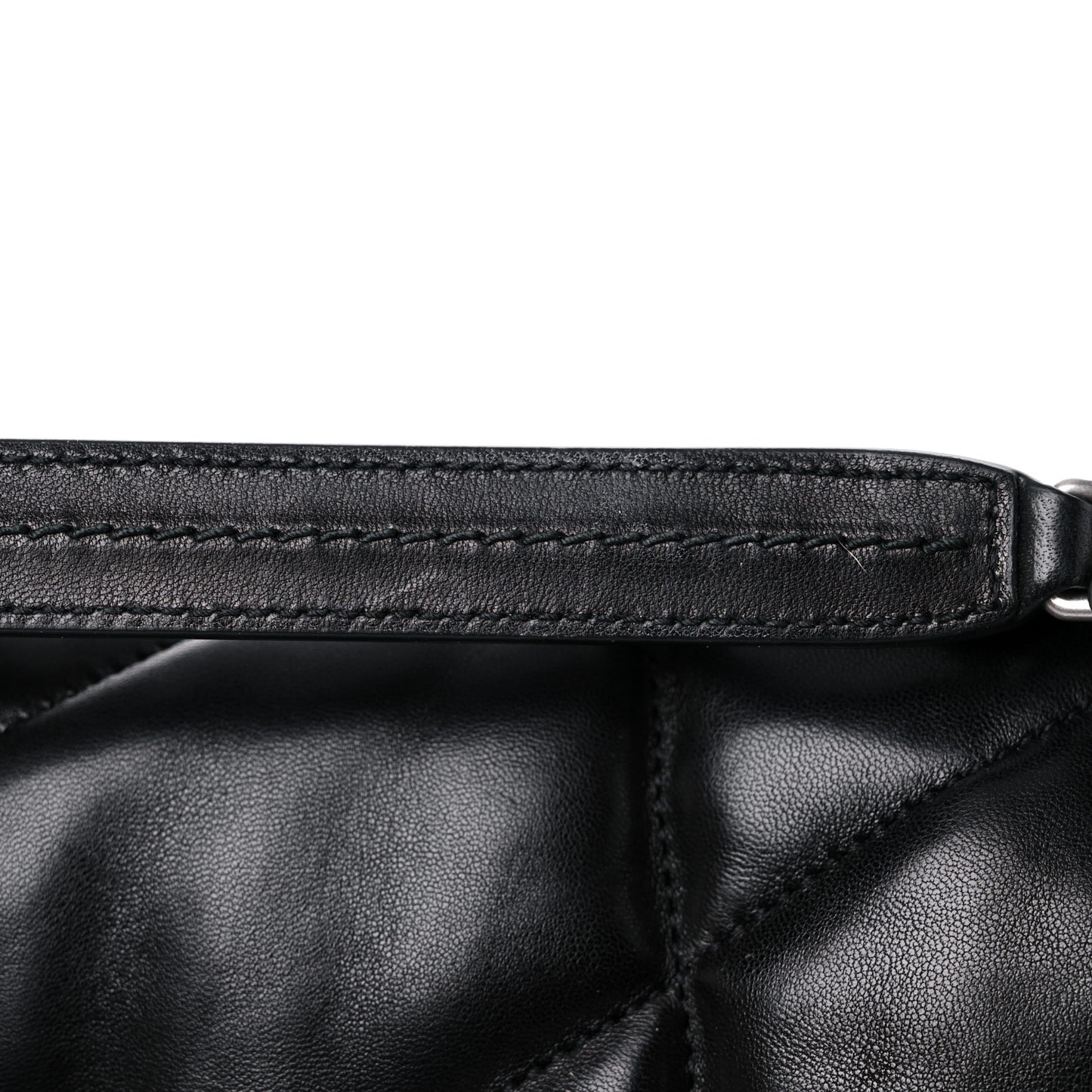 Lambskin Quilted Medium Loulou Puffer Monogram Chain Satchel Black
