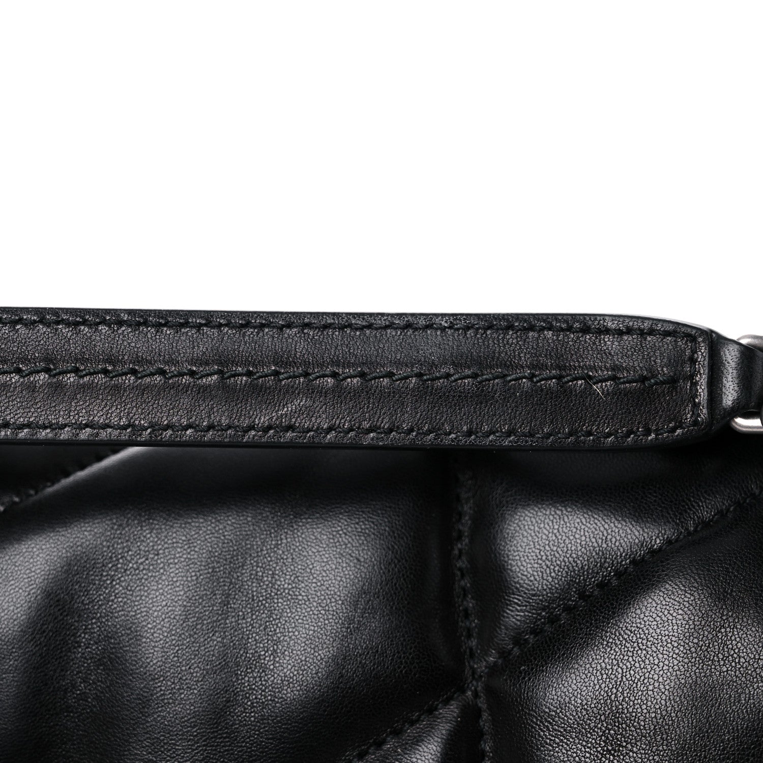 Saint Laurent Lambskin Quilted Medium Loulou Puffer Monogram Chain Satchel Black 11 of 12