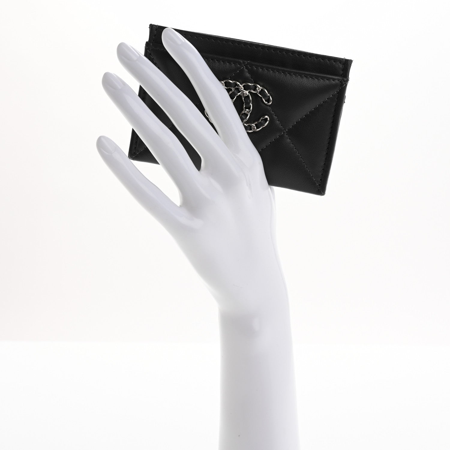 Chanel Lambskin Quilted Chanel 19 Card Holder Dark Grey 4 of 10