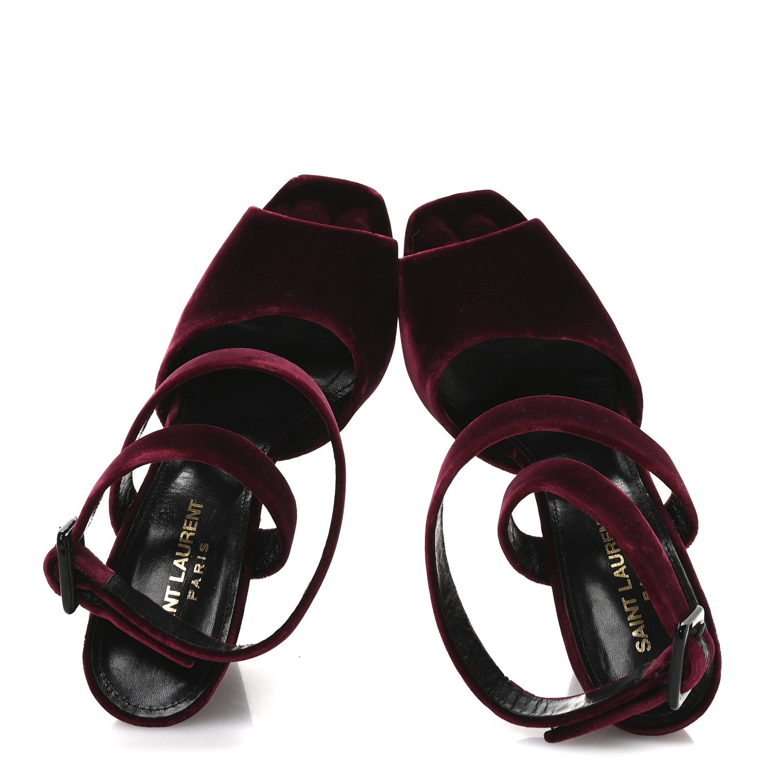 Saint Laurent Velvet Platform Sandals 38 Burgundy 2 of 9