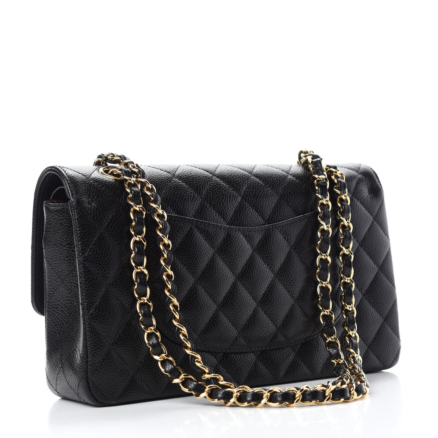 Caviar Quilted Medium Double Flap Black
