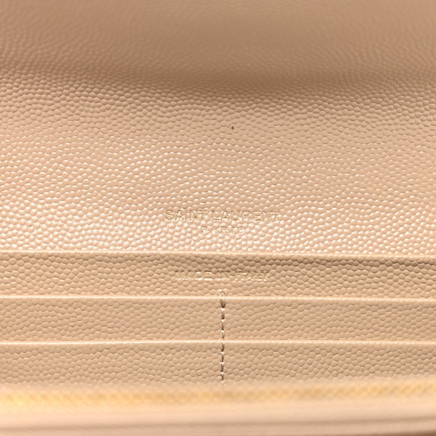 Saint Laurent Grain De Poudre Matelasse Chevron Monogram Flap Wallet Dark Beige 6 of 9