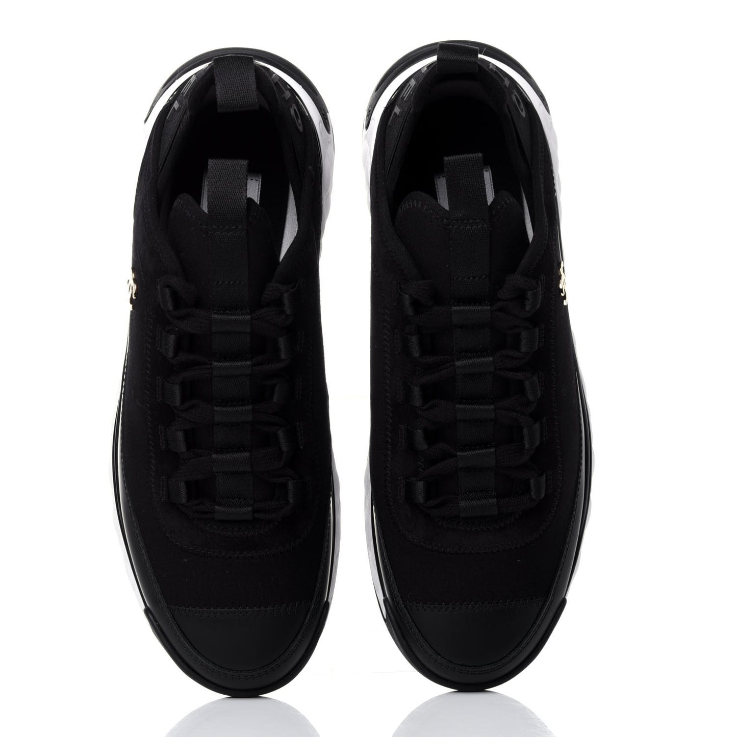 Velvet Calfskin Mixed Fibers CC Sneakers 38.5 Black