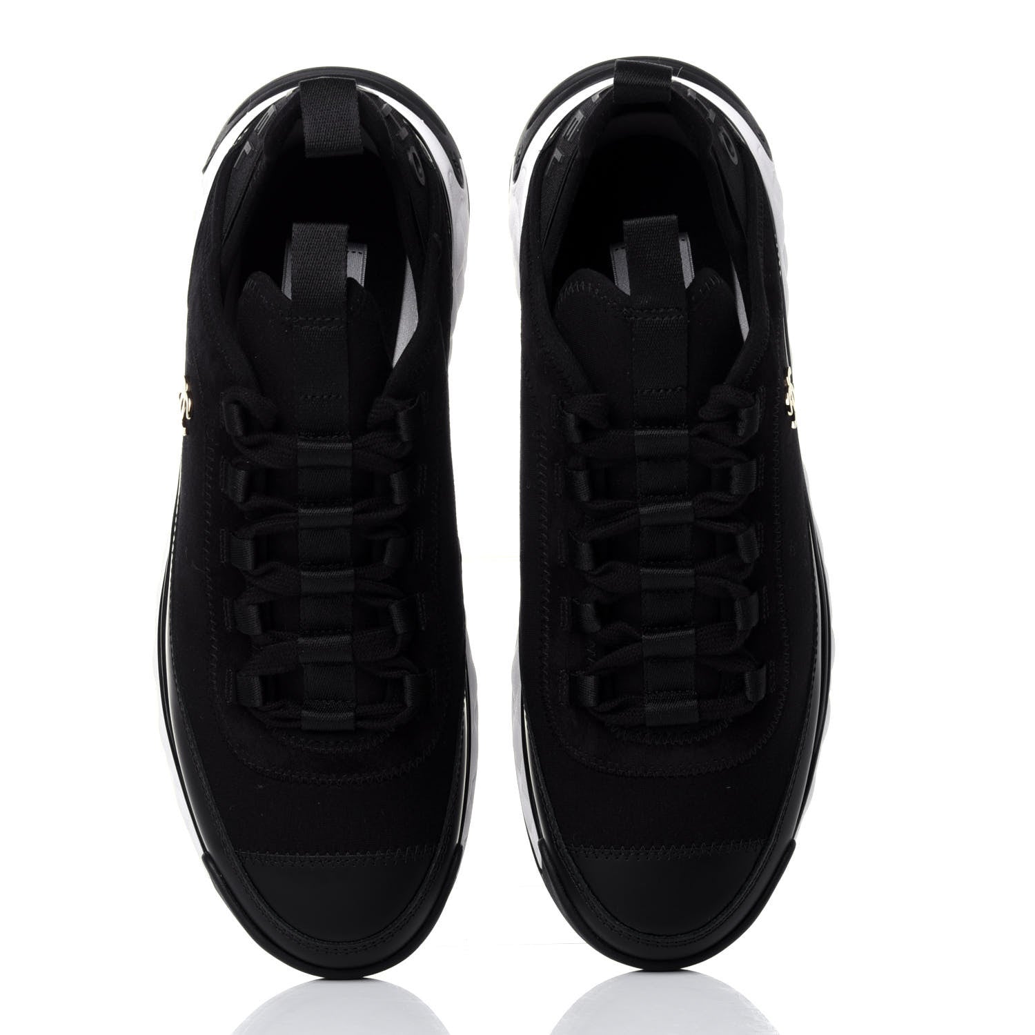 Chanel Velvet Calfskin Mixed Fibers CC Sneakers 38.5 Black 6 of 11