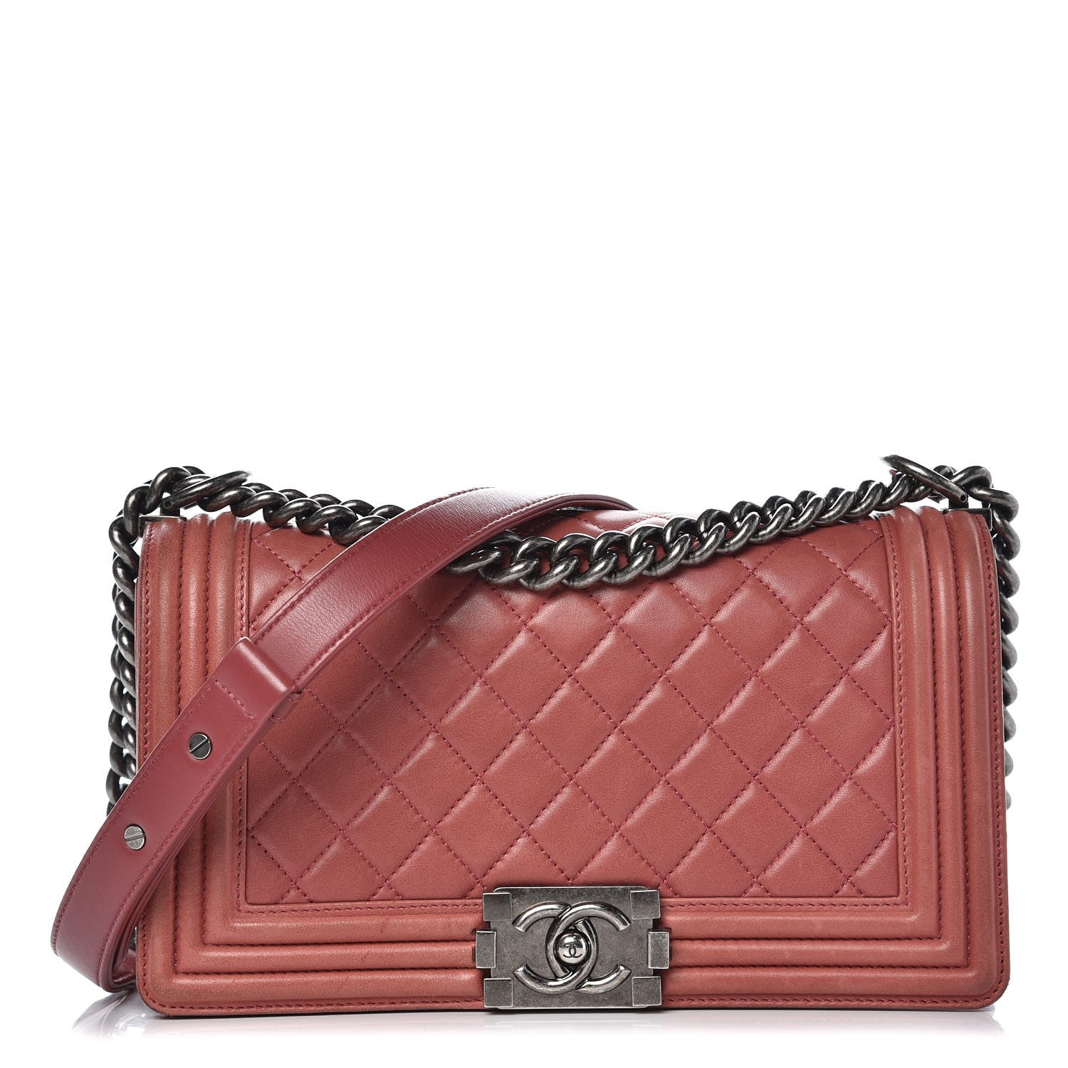 Chanel Lambskin Quilted Medium Boy Flap Dark Pink 1 of 16