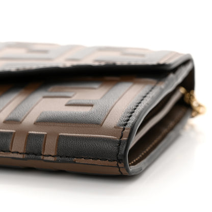 Fendi Vitello Soft F is Fendi Bi-Color FF 1974 Embossed Continental Envelope Wallet On Chain Maya Black 9 of 11