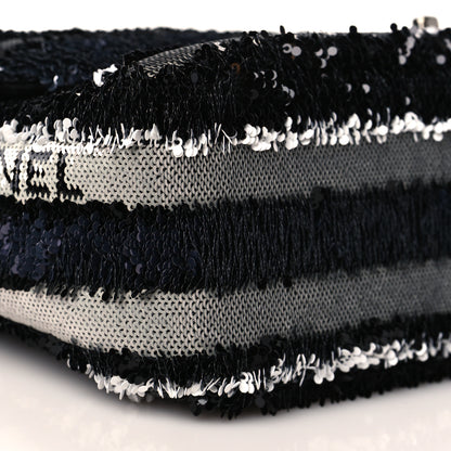 Chanel Sequin Logo Small Flap Black White 5 of 8