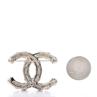 Chanel Crystal Pearl CC Dazzling Domino Brooch Gold 2 of 4