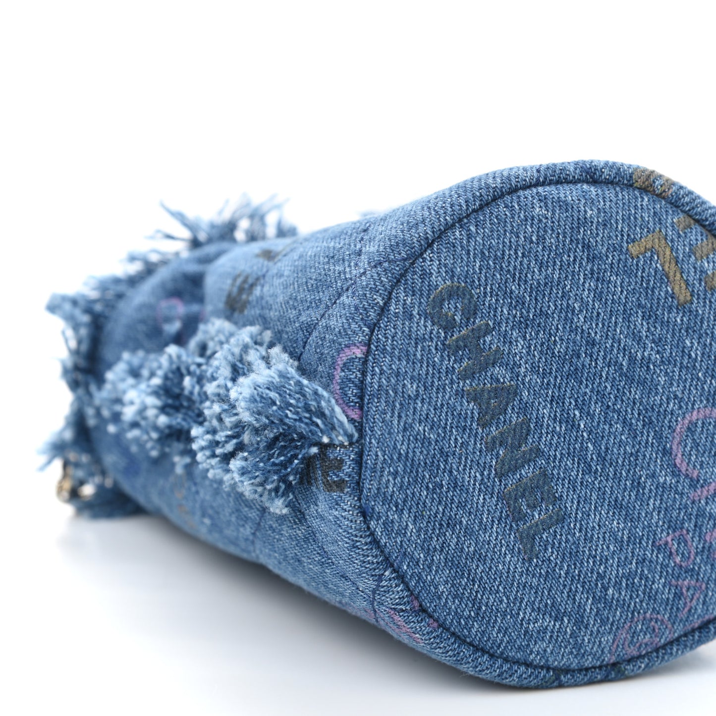 Denim Quilted Mood Mini Bucket With Chain Blue Multicolor