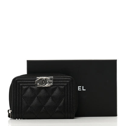 Chanel Caviar Quilted Boy Zip Around Coin Purse Wallet Black 8 of 8