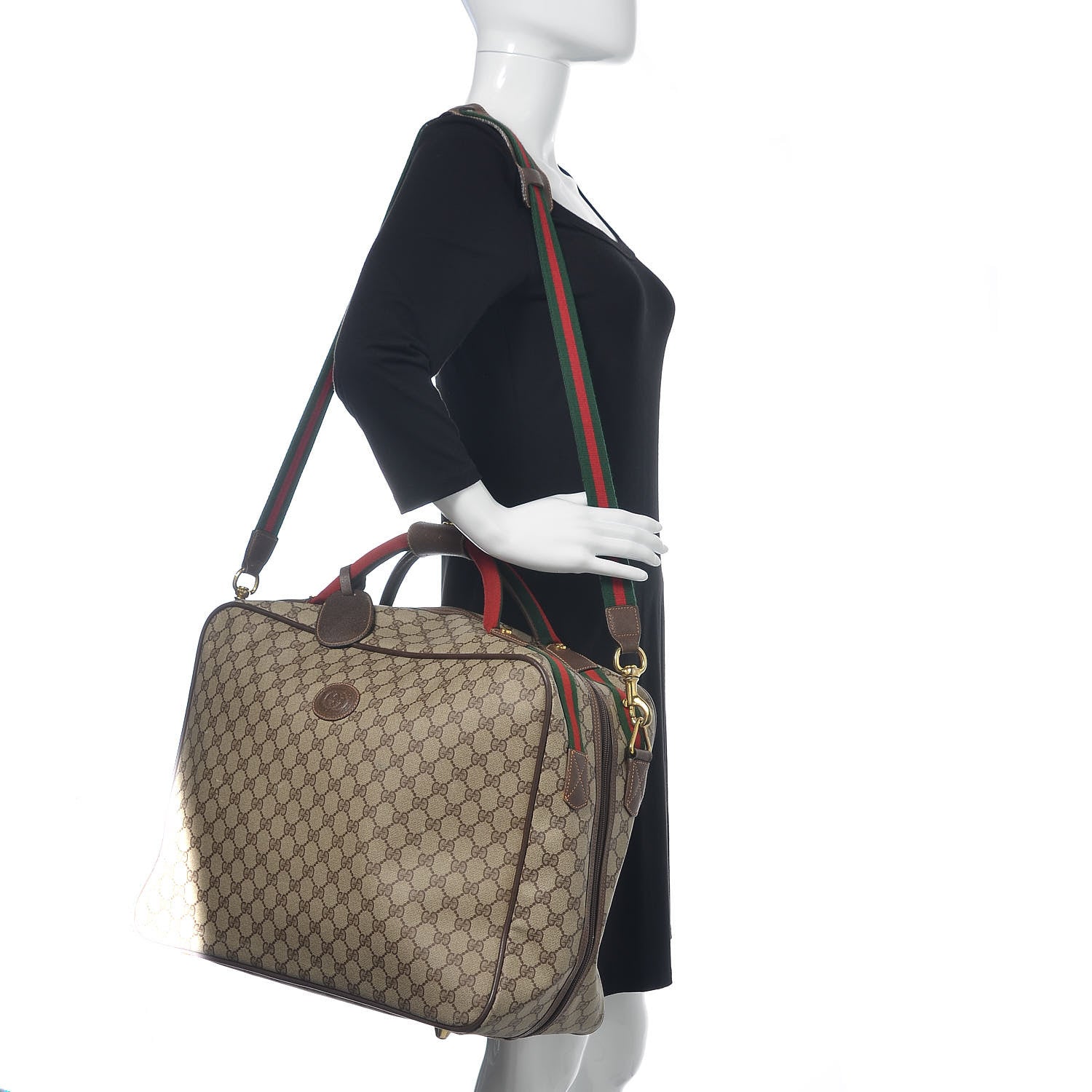 Gucci Coated Canvas Monogram Suitcase Luggage Brown 2 of 11