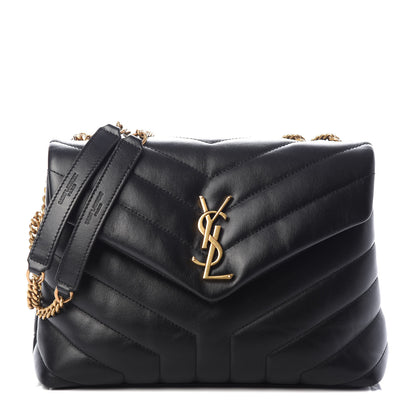 Saint Laurent Calfskin Y Quilted Monogram Small Loulou Chain Satchel Black 1 of 9