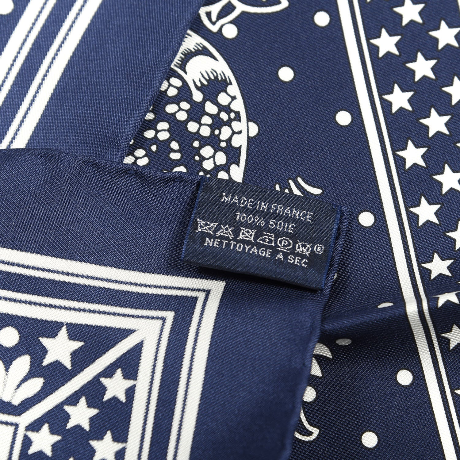 Hermes Silk Les Leopards Bandana Scarf 55 Marine White 4 of 4