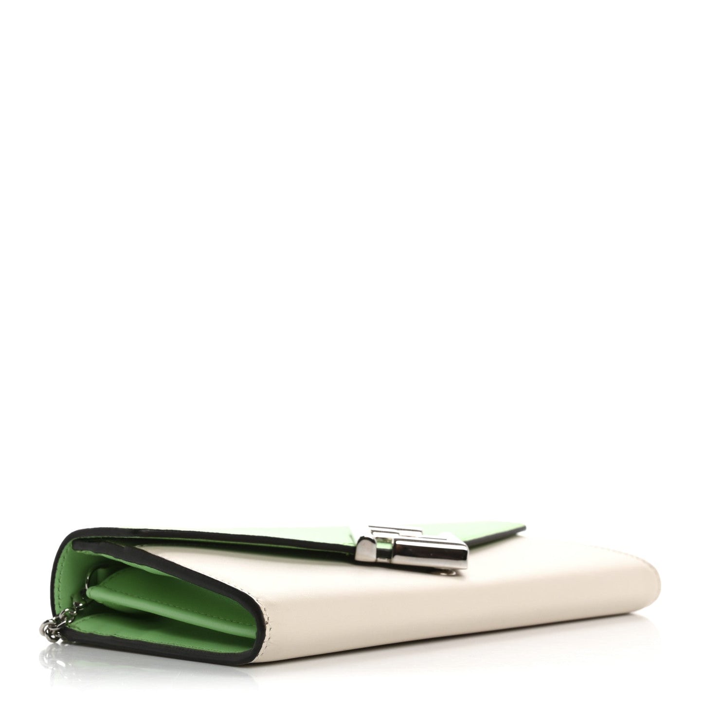 Vitello King Cruise FF Diamonds Continental Envelope Wallet On Chain Latte Edamame