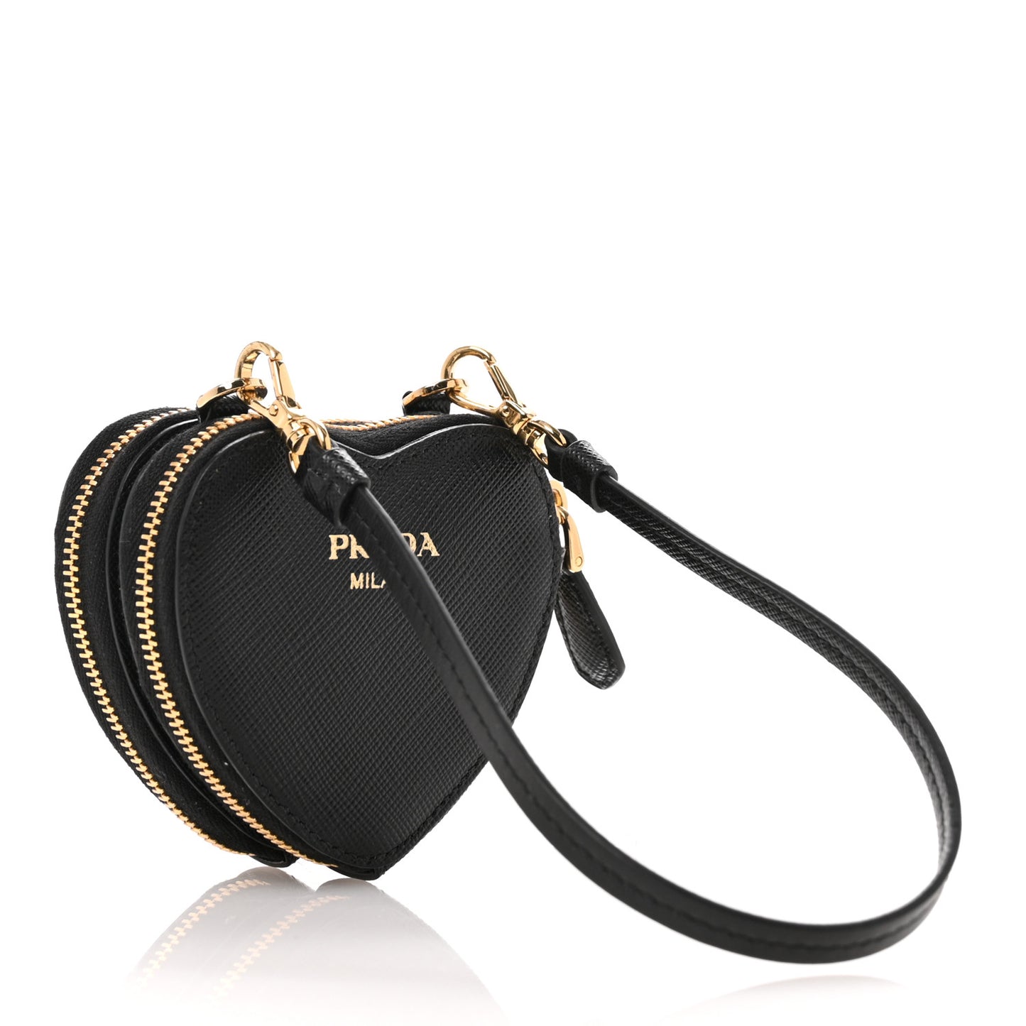 Saffiano Mini Heart Pouch Black