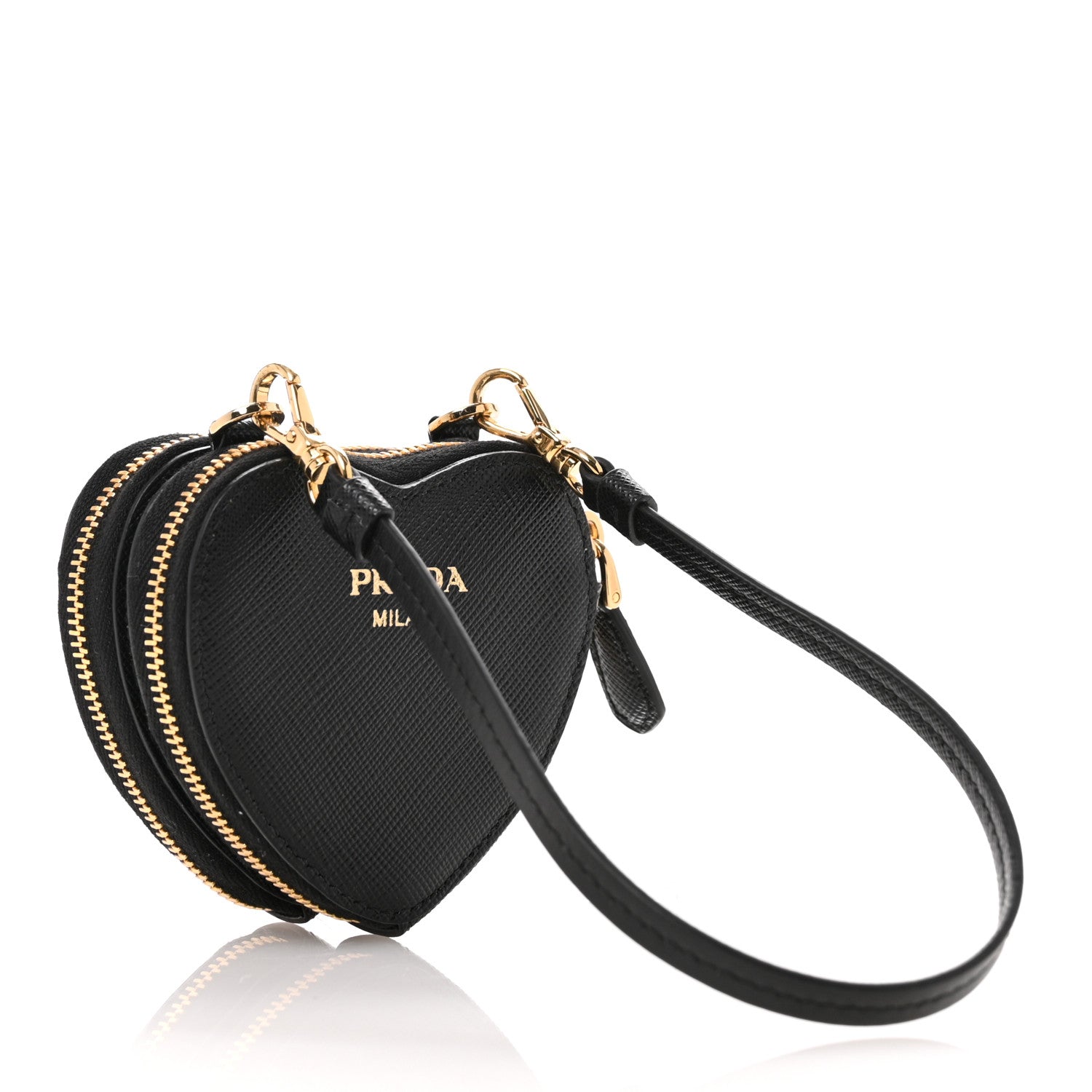 Prada Saffiano Mini Heart Pouch Black 3 of 9