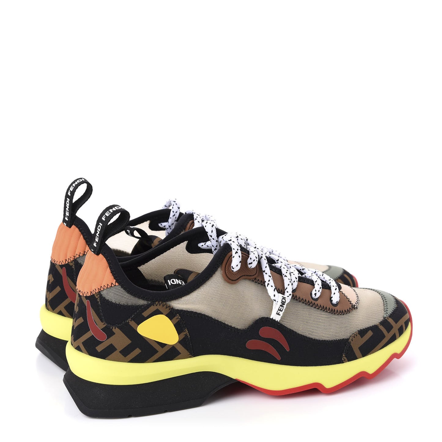 Technical Mesh Lycra FFreedom Patchwork Sneakers 38 Nude Tobacco Black