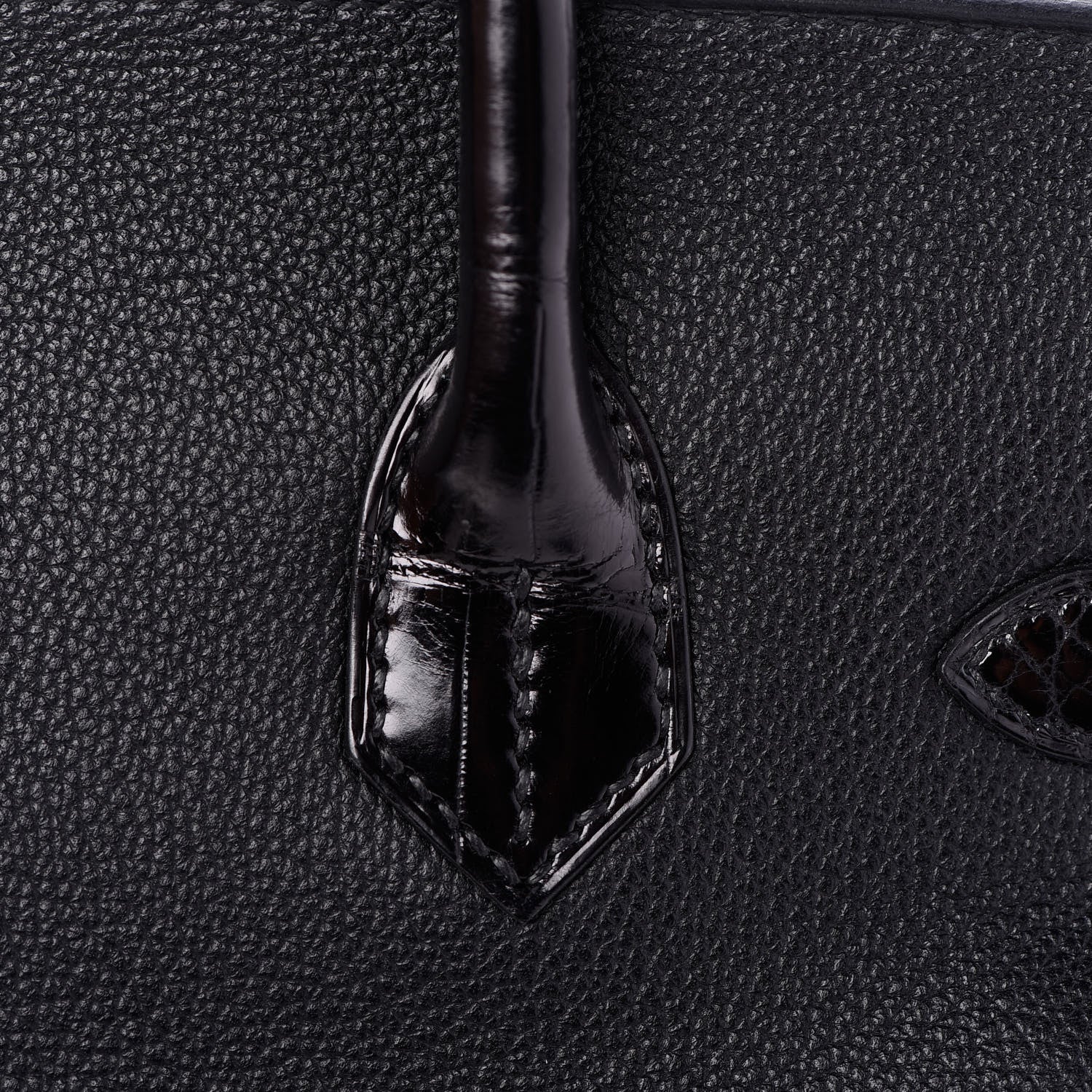Hermes Taurillon Novillo Shiny Niloticus Crocodile Birkin Touch 30 Black 24 of 32