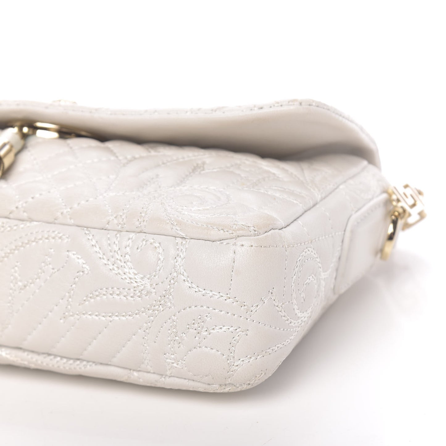 Nappa Barocco Quilted Vanitas Medea Shoulder Bag White
