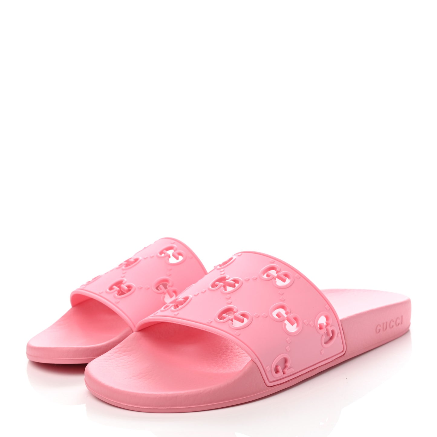 Rubber GG Monogram Perforated Womens Slide Sandals 40 Rose Box