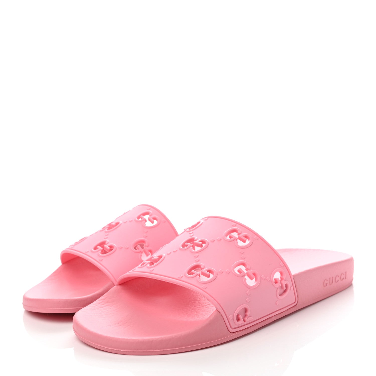 Gucci Rubber GG Monogram Perforated Womens Slide Sandals 40 Rose Box 3 of 7
