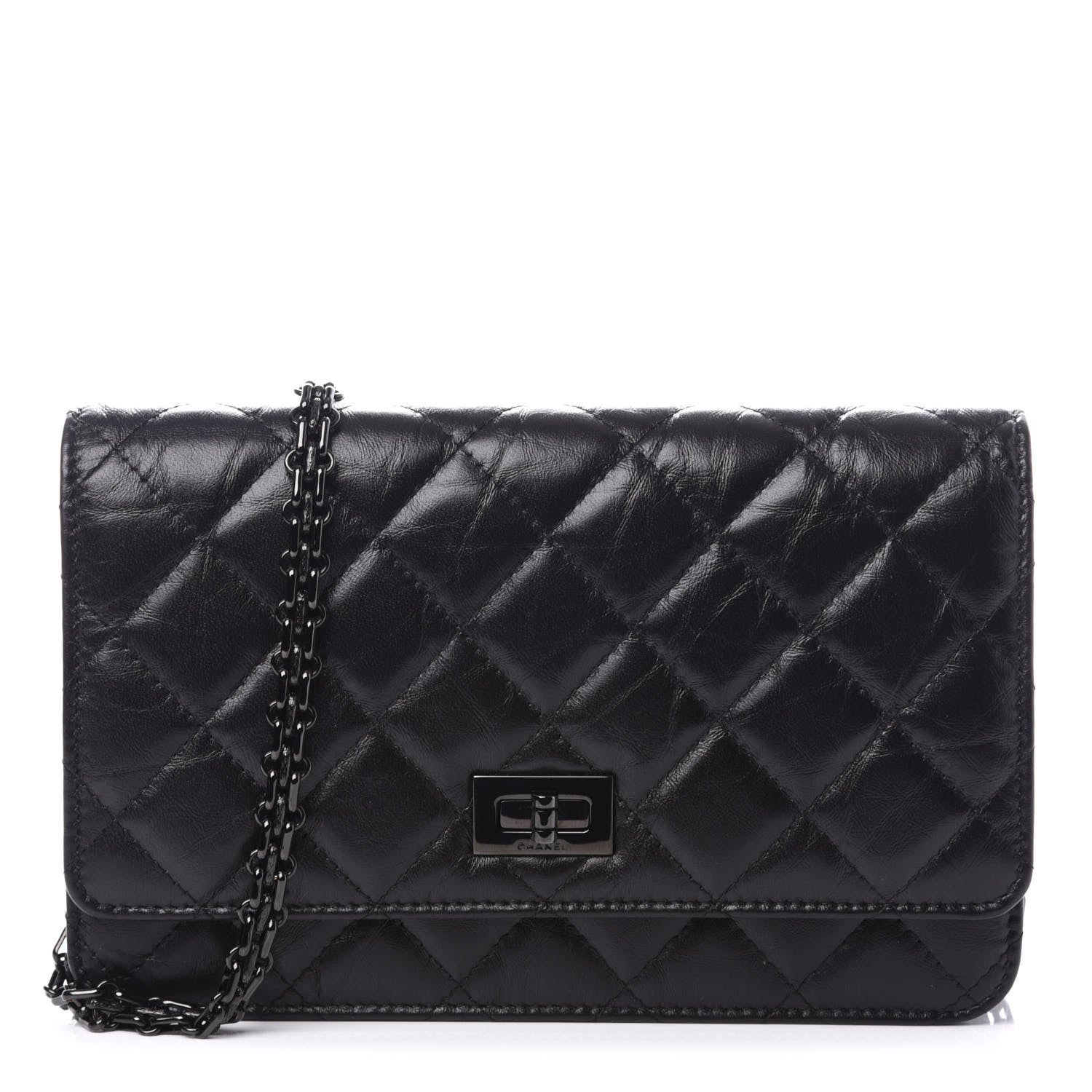 Chanel Aged Calfskin Quilted Reissue Wallet On Chain WOC So Black 1 of 9