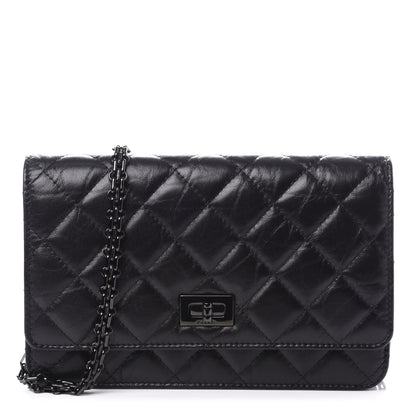 Chanel Aged Calfskin Quilted Reissue Wallet On Chain WOC So Black 1 of 9