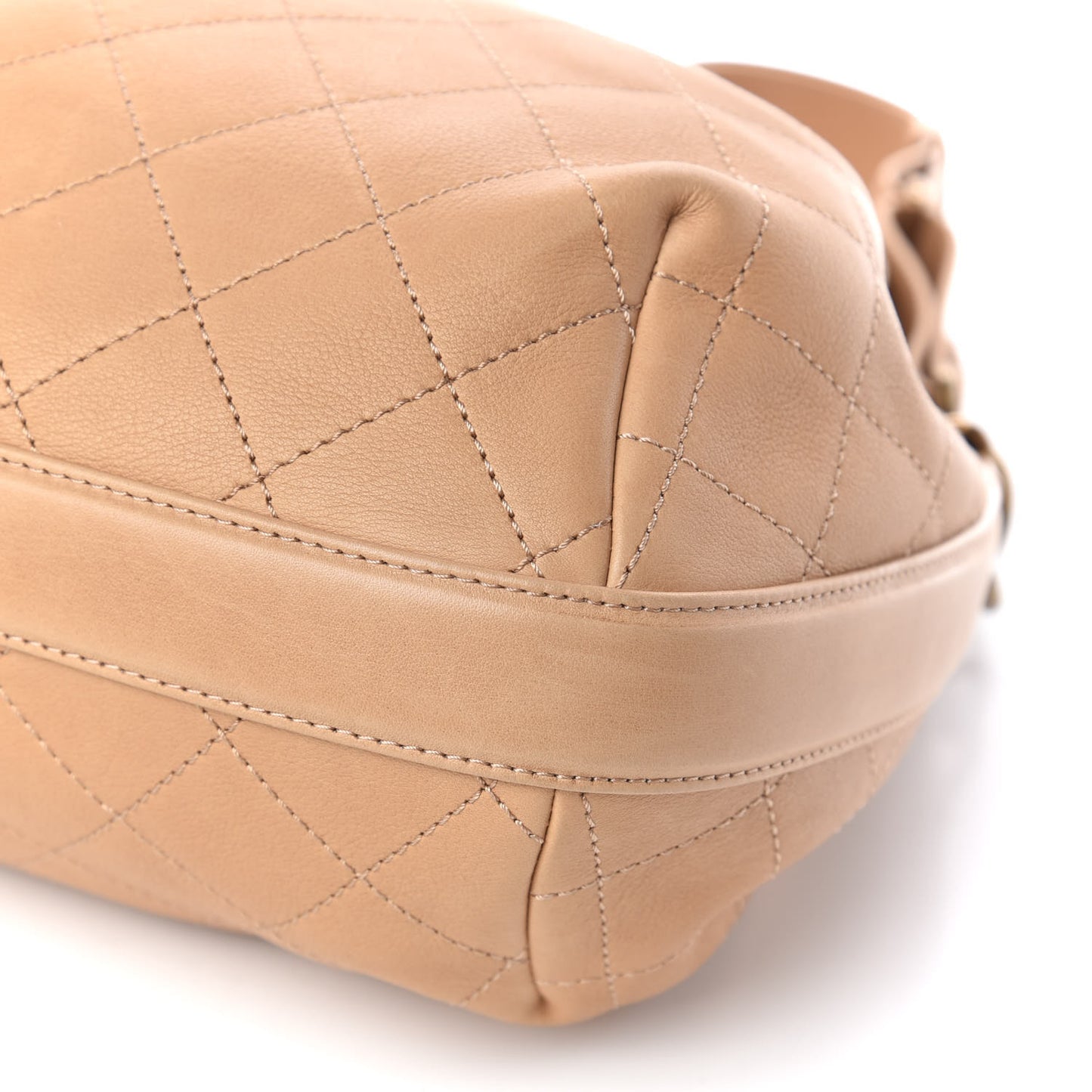 Calfskin Quilted Drawstring CC Medium Hobo Beige