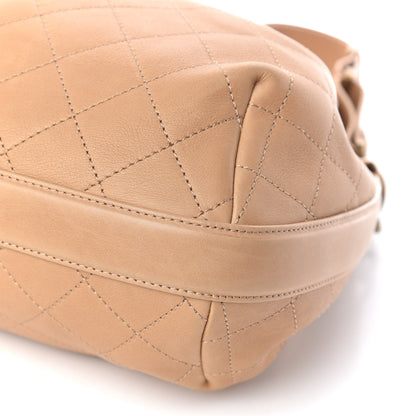 Chanel Calfskin Quilted Drawstring CC Medium Hobo Beige 10 of 16