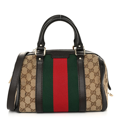 Gucci Monogram Vintage Web Small Boston Dark Brown 1 of 12