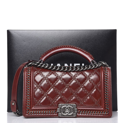 Chanel Goatskin Quilted Medium Boy Handle Flap Brown 8 of 8