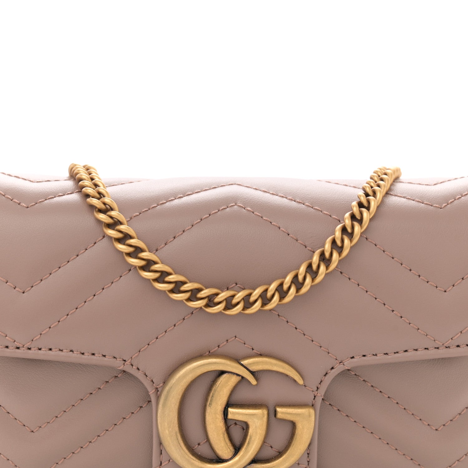 Gucci Calfskin Matelasse Super Mini GG Marmont Shoulder Bag Porcelain Rose 8 of 11