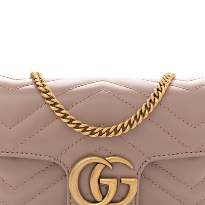 Gucci Calfskin Matelasse Super Mini GG Marmont Shoulder Bag Porcelain Rose 8 of 11