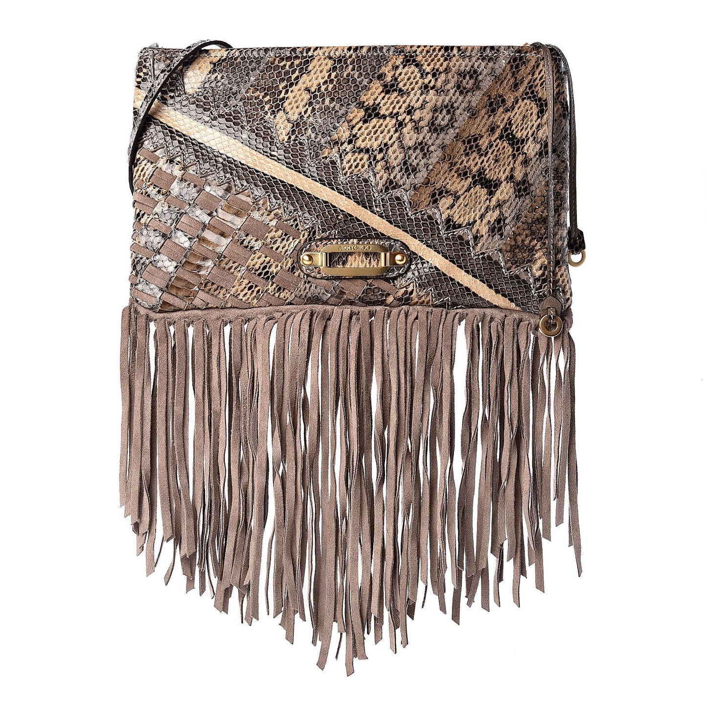 Snakeskin Suede Fringe Tita Convertible Clutch