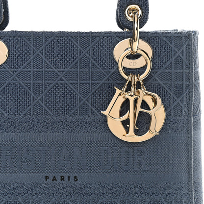 Christian Dior Canvas Embroidered Cannage Medium Lady D-Lite Denim Blue 7 of 10