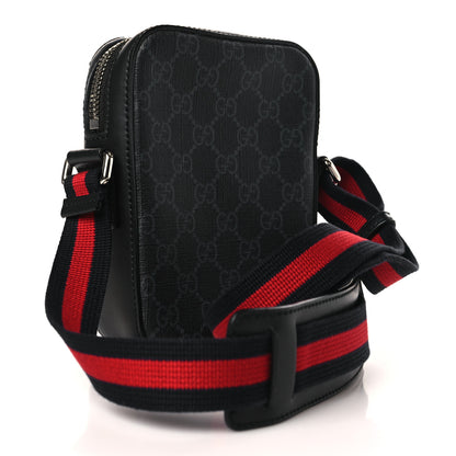 Gucci GG Supreme Monogram Appia Calfskin Web Small Camera Messenger Bag Black Grey 4 of 10