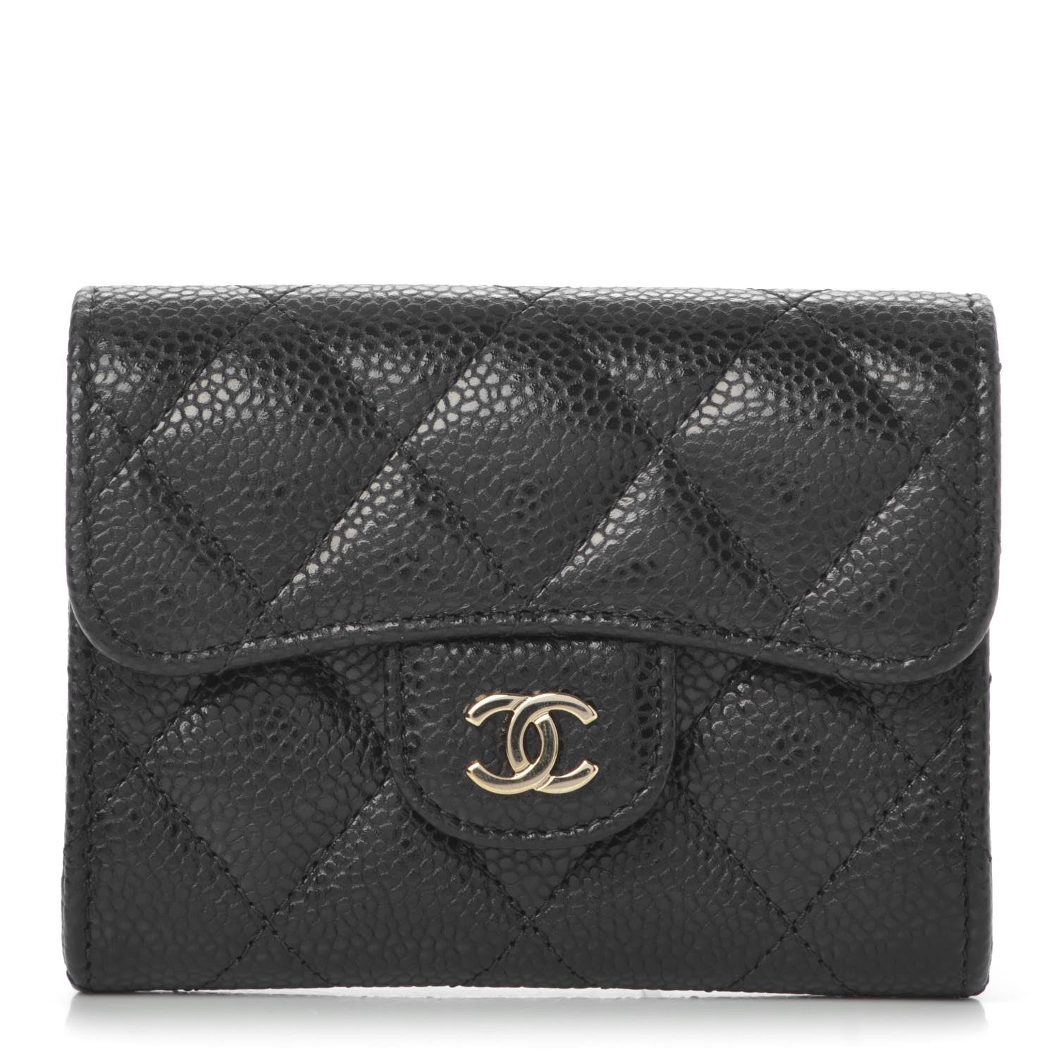 Chanel Caviar Quilted Flap Card Holder Wallet Black 1 of 8