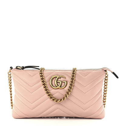 Gucci Calfskin Matelasse Mini GG Marmont Chain Bag Perfect Pink 1 of 10