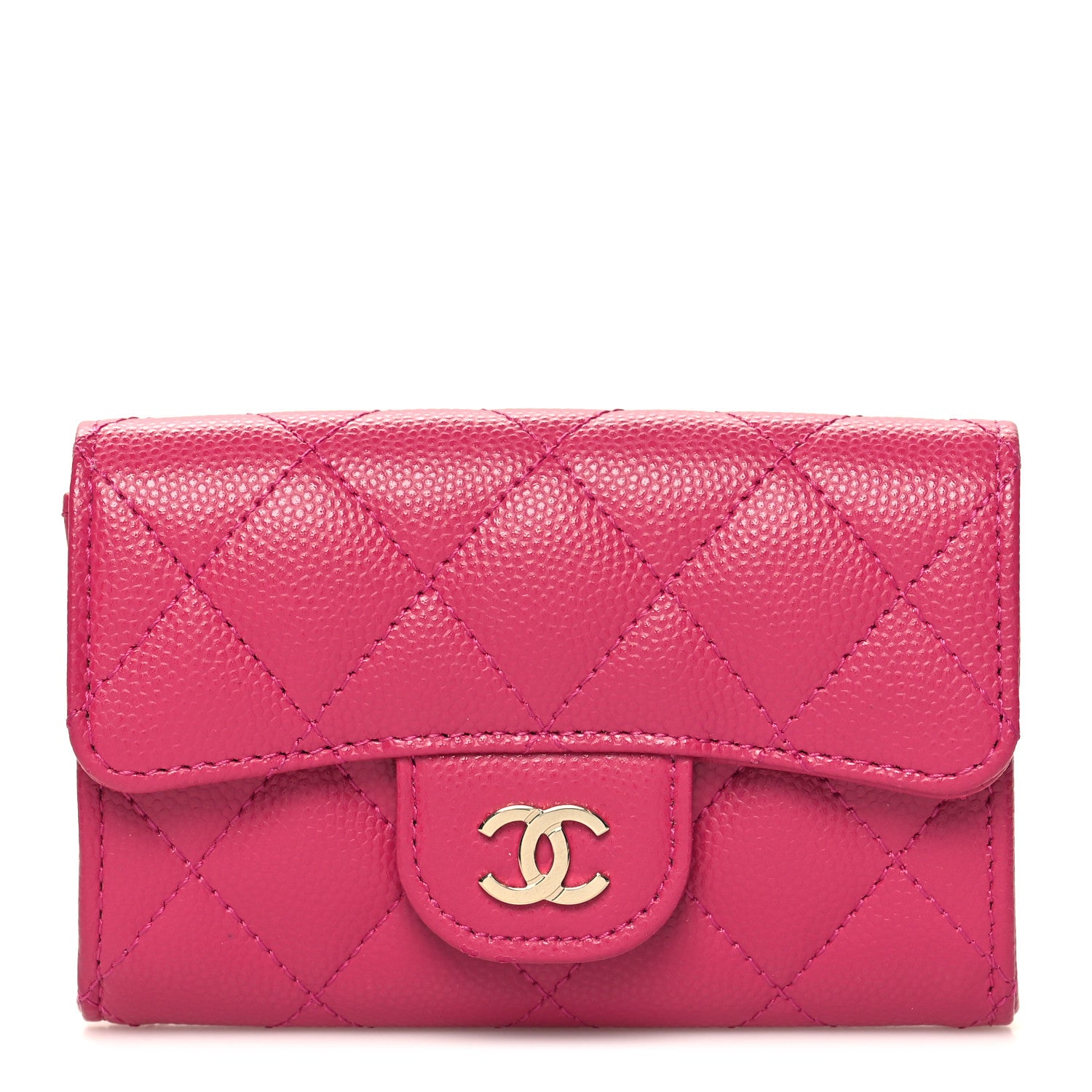 Chanel Caviar Quilted Flap Card Holder Wallet Pink 1 of 11